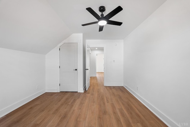 179 Meadow Brook Cir, Danville, VA 24541 - additional living space featuring baseboards, light wood-style floors, a ceiling fan, and lofted ceiling