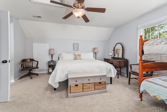 261 Carrington Ln, Roseland, VA 22967 - bedroom with carpet flooring, lofted ceiling, and a ceiling fan