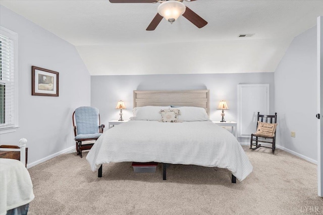 261 Carrington Ln, Roseland, VA 22967 - carpeted bedroom featuring vaulted ceiling, baseboards, and a ceiling fan