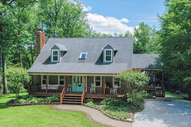261 Carrington Ln, Roseland, VA 22967 - new england style home featuring a front lawn, a chimney, and a shingled roof