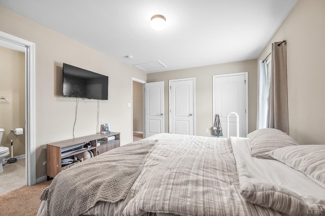 62 Squire Cir, Lynchburg, VA 24501 - bedroom featuring carpet floors, baseboards, multiple closets, and attic access