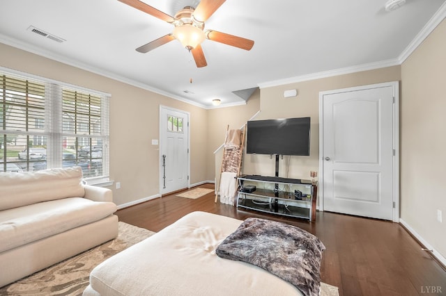 62 Squire Cir, Lynchburg, VA 24501 - bedroom with ornamental molding, wood finished floors, baseboards, and a ceiling fan