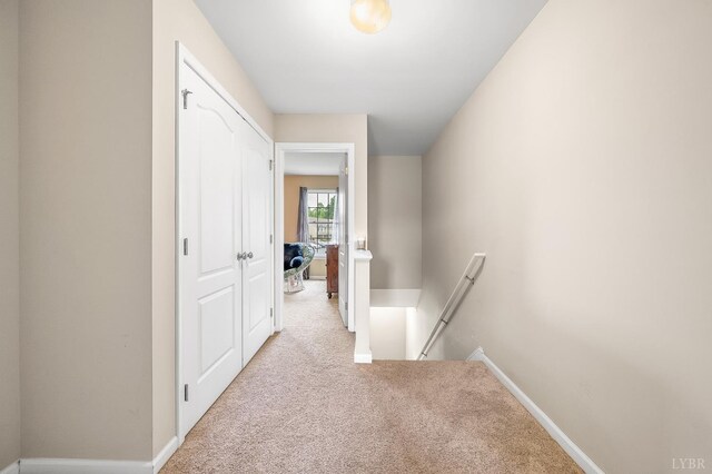 62 Squire Cir, Lynchburg, VA 24501 - hallway with an upstairs landing, carpet, and baseboards