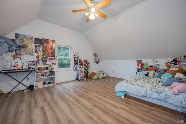 220 Swan Ln, Forest, VA 24551 - bedroom with lofted ceiling, wood finished floors, baseboards, and a ceiling fan