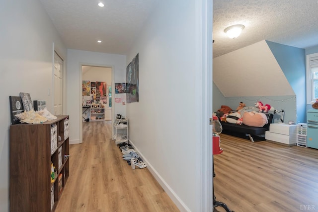 220 Swan Ln, Forest, VA 24551 - hall featuring light wood-type flooring, a textured ceiling, recessed lighting, and baseboards