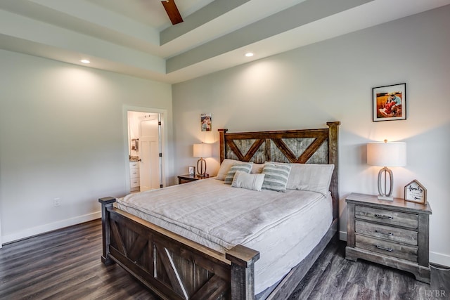 1151 Jefferson Meadows Dr, Forest, VA 24551 - bedroom with dark wood-type flooring, baseboards, recessed lighting, and ensuite bathroom