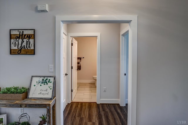 1151 Jefferson Meadows Dr, Forest, VA 24551 - corridor with dark wood finished floors and baseboards
