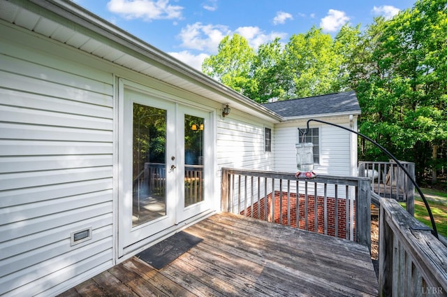 9790 Bear Creek Rd, Gladys, VA 24554 - wooden terrace with french doors