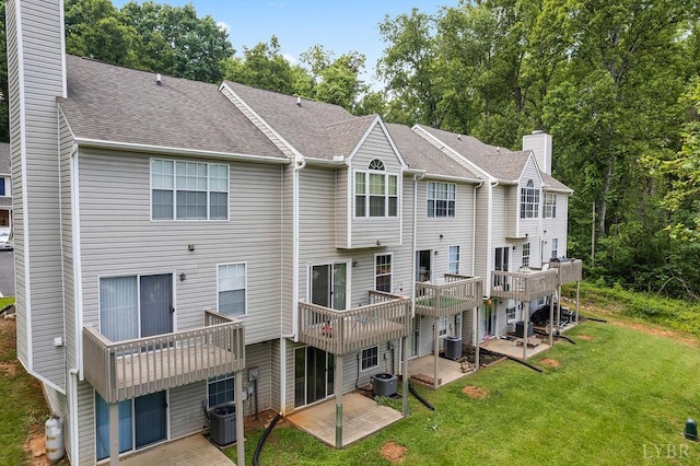 14 Jefferson Village Dr, Forest, VA 24551 - rear view of property with a patio, a chimney, central AC, and a yard
