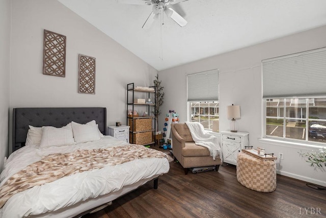 14 Jefferson Village Dr, Forest, VA 24551 - bedroom featuring vaulted ceiling, dark wood-type flooring, ceiling fan, and baseboards