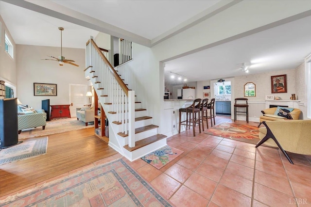 400 E Randolph Pl, Lynchburg, VA 24503 - staircase featuring a ceiling fan and tile patterned floors