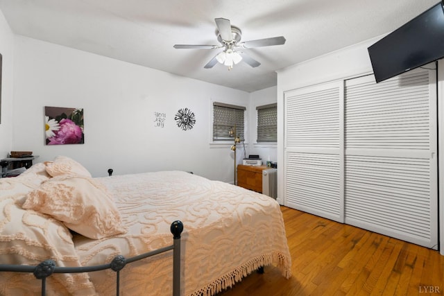 1703 Dale Ave, Altavista, VA 24517 - bedroom with hardwood / wood-style floors, a closet, and a ceiling fan