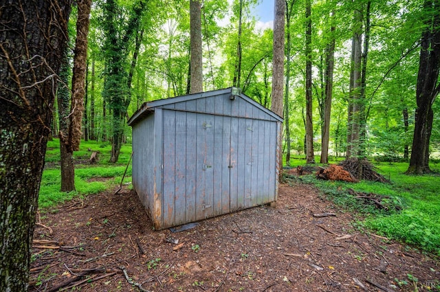 921 Peaksview St, Bedford, VA 24523 - view of shed with a forest view