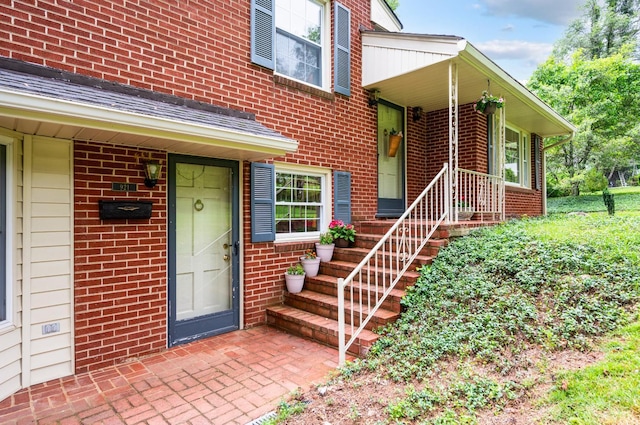 921 Peaksview St, Bedford, VA 24523 - property entrance featuring brick siding