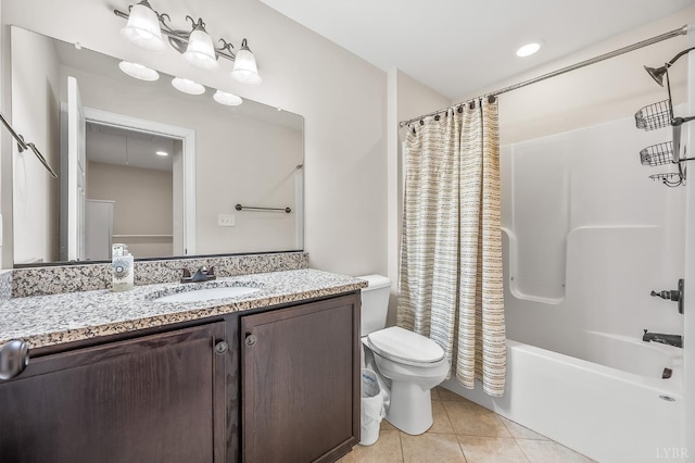 213 Capstone Dr, Lynchburg, VA 24502 - full bath featuring tile patterned flooring, vanity, shower / bath combination with curtain, and toilet