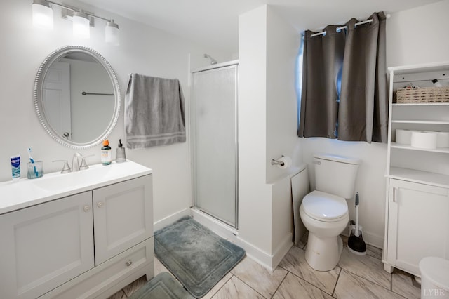 6012 Rhonda Rd, Lynchburg, VA 24502 - bathroom featuring a shower stall, vanity, toilet, and baseboards