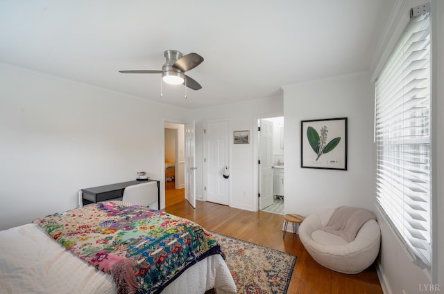 6012 Rhonda Rd, Lynchburg, VA 24502 - bedroom featuring multiple windows, wood finished floors, crown molding, and ensuite bathroom