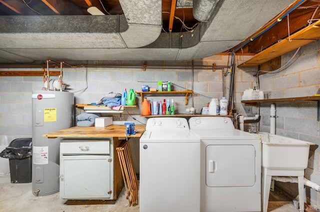 6012 Rhonda Rd, Lynchburg, VA 24502 - laundry area with water heater and washing machine and dryer