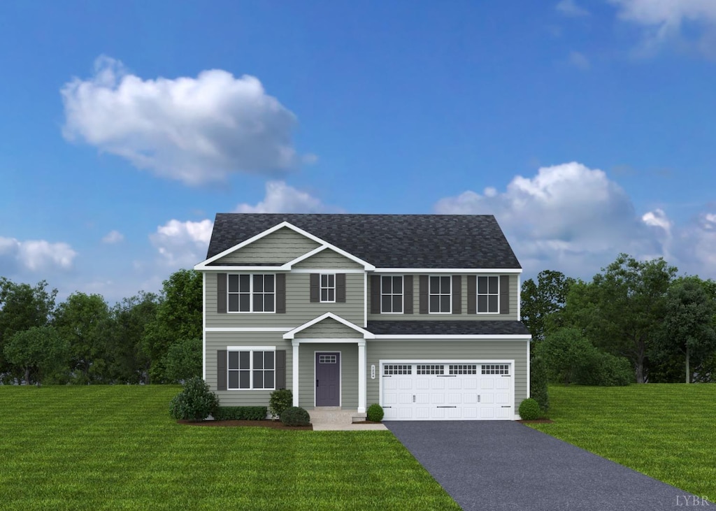 51 Levi Ln, Lynchburg, VA 24502 - traditional home with driveway, a garage, a shingled roof, and a front lawn