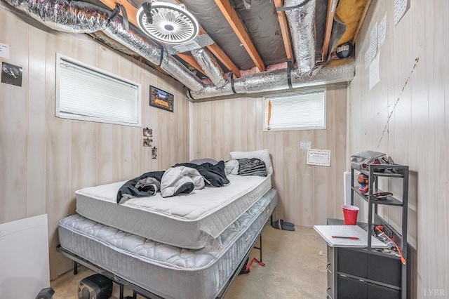 2523 Clarks Rd, Rustburg, VA 24588 - bedroom featuring wooden walls and concrete flooring