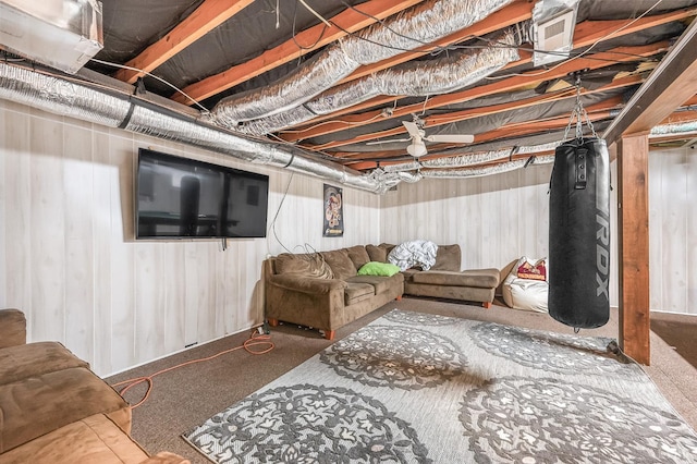 2523 Clarks Rd, Rustburg, VA 24588 - below grade area featuring carpet and wood walls