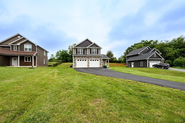 1480 Pilgrim Rd, Goode, VA 24556 - view of front of property featuring driveway, stone siding, a garage, and a front lawn