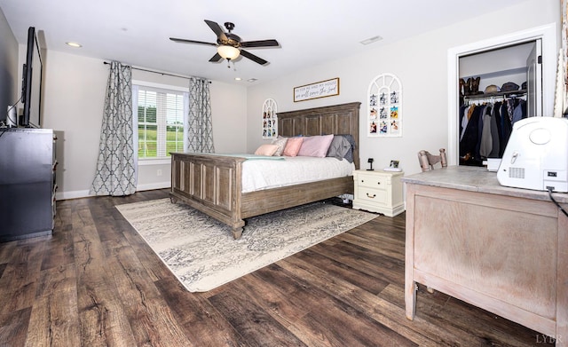 1480 Pilgrim Rd, Goode, VA 24556 - bedroom with dark wood-type flooring, baseboards, a ceiling fan, and recessed lighting