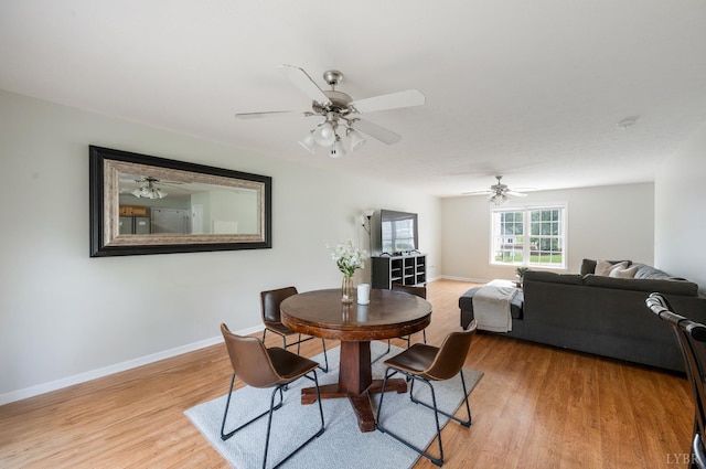 1053 Hupps Hill Ln, Forest, VA 24551 - dining area featuring wood finished floors, baseboards, and ceiling fan