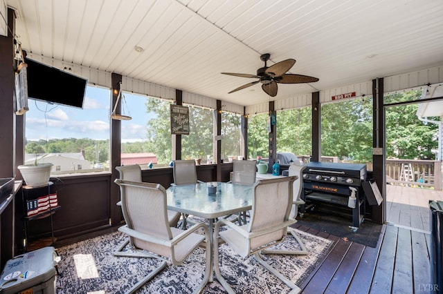 343 Soybean Dr, Appomattox, VA 24522 - sunroom / solarium with a ceiling fan and outdoor dining area