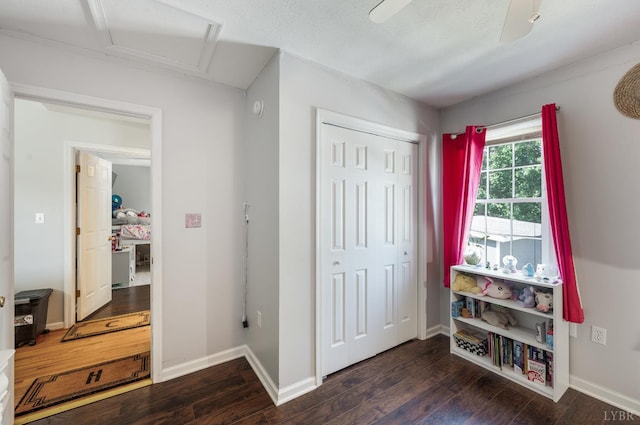 343 Soybean Dr, Appomattox, VA 24522 - bedroom with attic access, wood finished floors, a closet, and baseboards