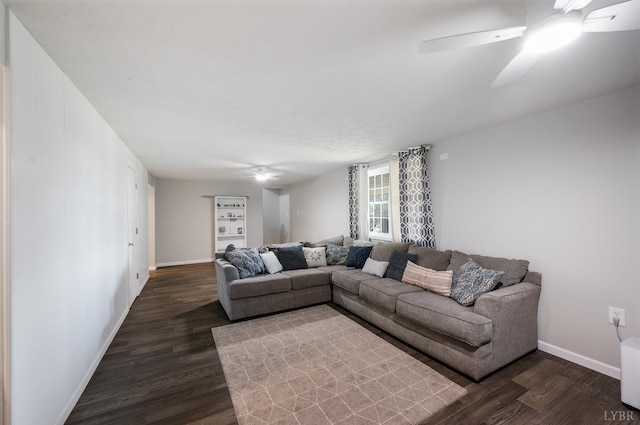 343 Soybean Dr, Appomattox, VA 24522 - living area with ceiling fan, dark wood finished floors, and baseboards