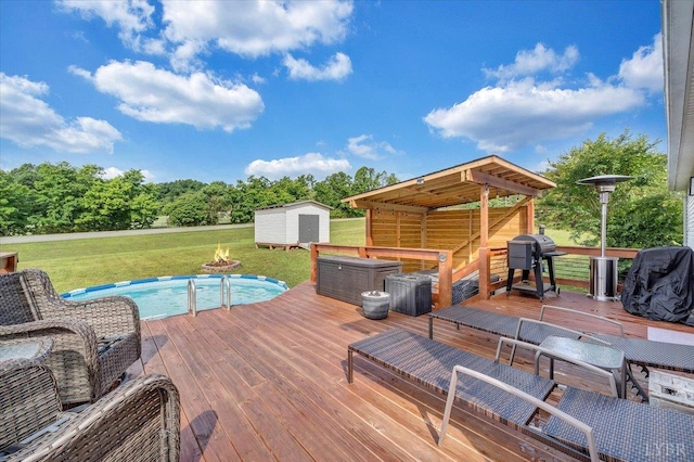 1028 Park Mountain Ter, Huddleston, VA 24104 - deck with a lawn, area for grilling, and an outdoor pool
