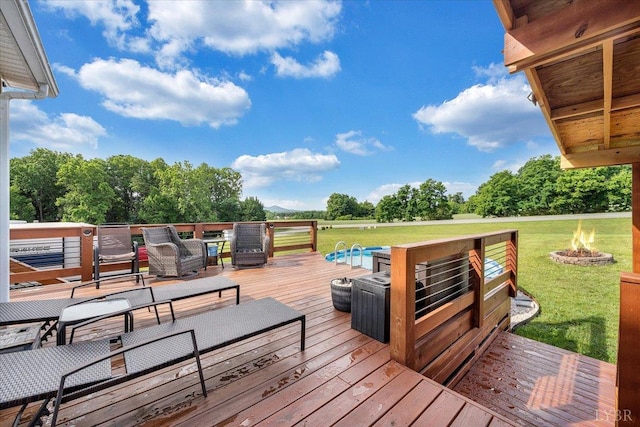 1028 Park Mountain Ter, Huddleston, VA 24104 - deck with a yard and an outdoor living space with a fire pit