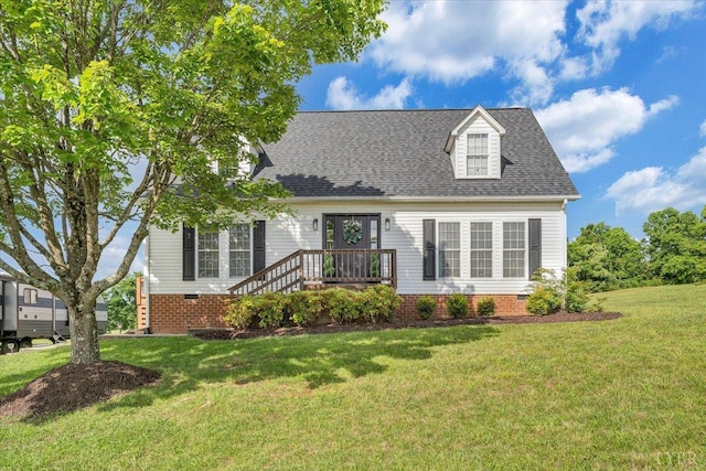 1028 Park Mountain Ter, Huddleston, VA 24104 - cape cod home with a front lawn, a shingled roof, and crawl space