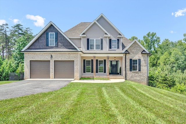 238 Ridgeline Dr, Concord, VA 24538 - view of front of house featuring driveway, covered porch, a front lawn, and brick siding