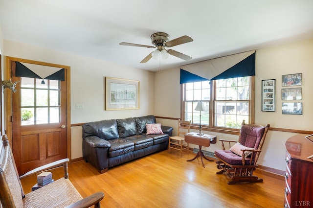 1129 Croft Ln, Bedford, VA 24523 - living room with plenty of natural light, light wood finished floors, and ceiling fan