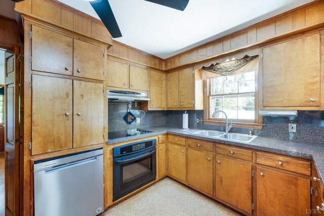 1129 Croft Ln, Bedford, VA 24523 - kitchen featuring oven, a sink, electric cooktop, dishwasher, and under cabinet range hood