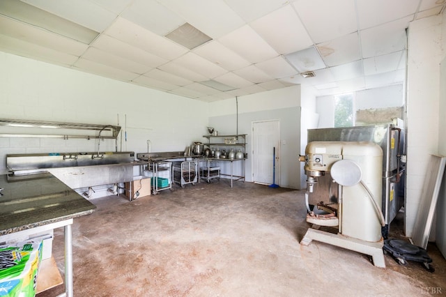 7845 Bear Creek Rd, Gladys, VA 24554 - basement featuring concrete block wall and a paneled ceiling