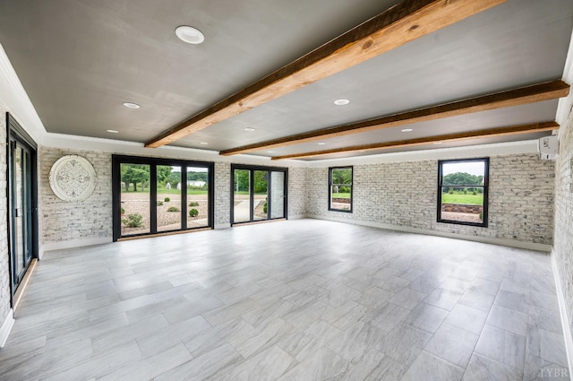 7845 Bear Creek Rd, Gladys, VA 24554 - unfurnished living room with beam ceiling