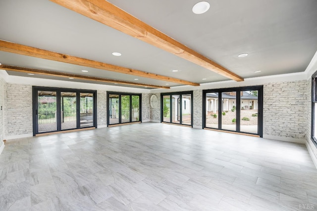 7845 Bear Creek Rd, Gladys, VA 24554 - unfurnished room with beamed ceiling and recessed lighting