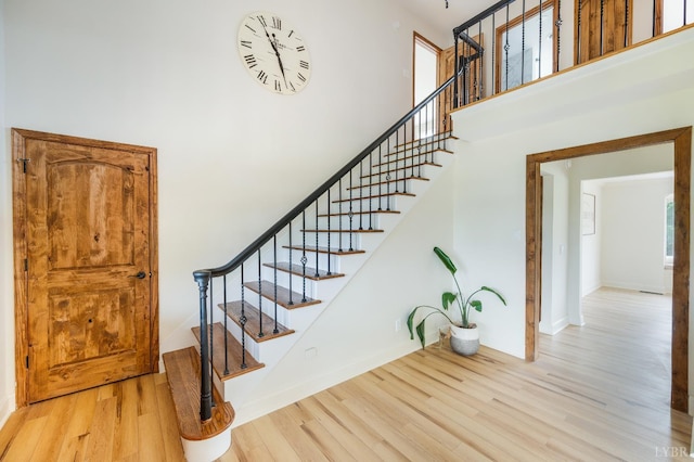 7845 Bear Creek Rd, Gladys, VA 24554 - stairs with a high ceiling and wood finished floors