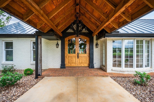 7845 Bear Creek Rd, Gladys, VA 24554 - entrance to property featuring a standing seam roof, brick siding, and a metal roof