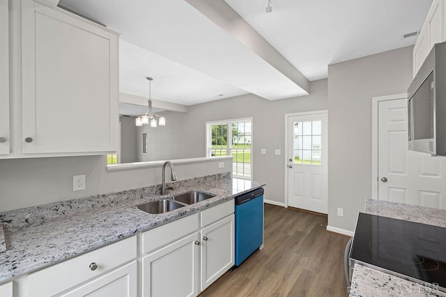 419 Wadsworth St, Lynchburg, VA 24501 - kitchen with appliances with stainless steel finishes, dark wood-type flooring, white cabinetry, and light stone counters