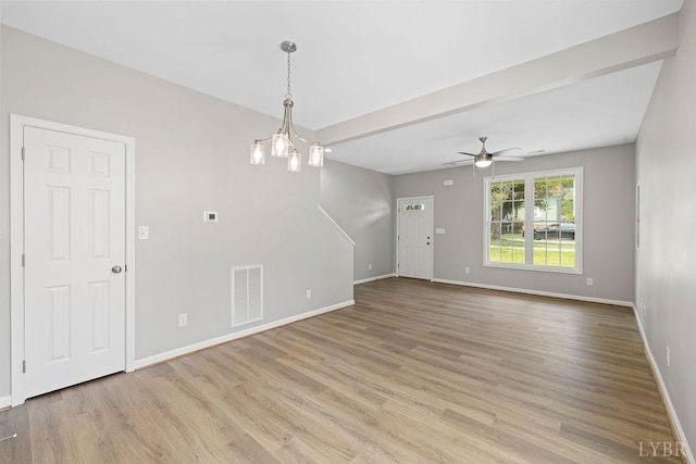 419 Wadsworth St, Lynchburg, VA 24501 - unfurnished living room with light wood finished floors and a ceiling fan