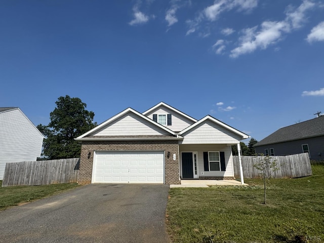 1049 Old Trail Rd, Forest, VA 24551 - view of front of property with driveway, brick siding, an attached garage, and a porch