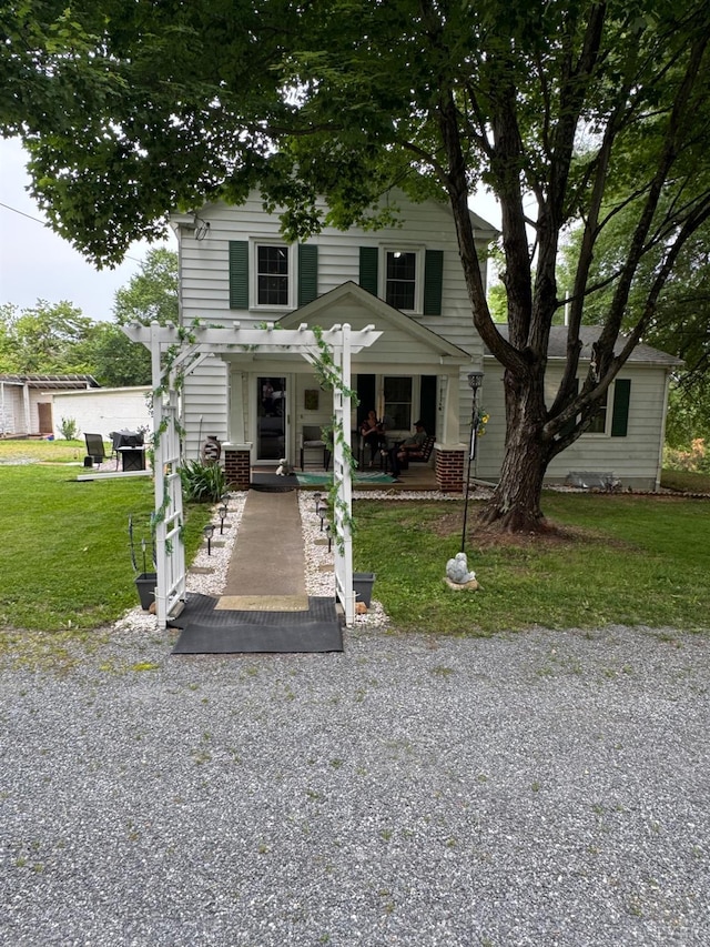 100 New Chapel Rd, Rustburg, VA 24588 - view of front facade with covered porch and a front yard