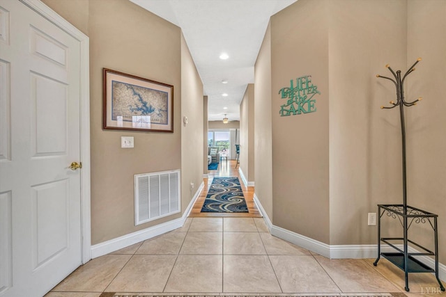 1066 Siesta Key Ct, Moneta, VA 24121 - hallway with baseboards, light tile patterned flooring, and recessed lighting