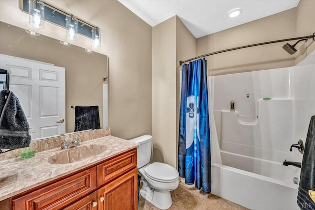 1066 Siesta Key Ct, Moneta, VA 24121 - bathroom with toilet, shower / tub combo, vanity, and tile patterned floors