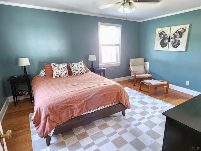 610 Dumas St, Lynchburg, VA 24502 - bedroom featuring baseboards, light wood-type flooring, crown molding, and ceiling fan