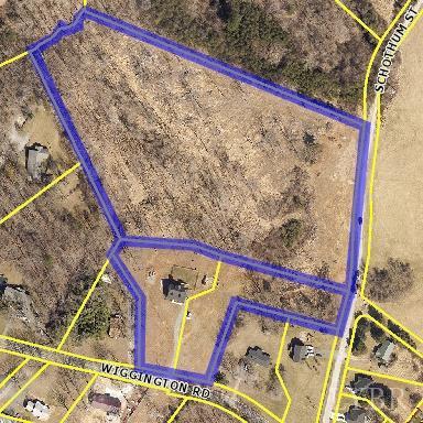 1032 Wiggington Rd, Lynchburg, VA 24502 - aerial view of property's location featuring property parcel outlined